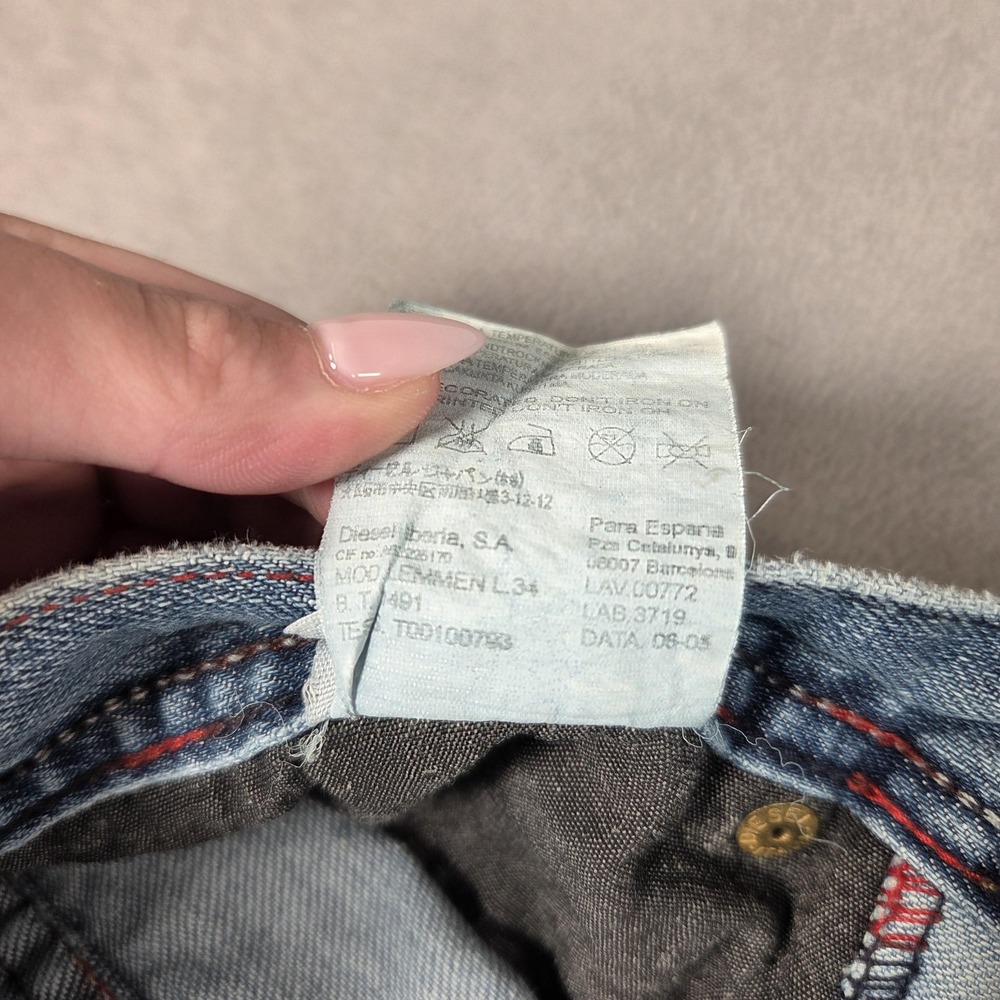 VTG Diesel Jeans Mens 31x30 Light Wash Lemmen Bootcut Distressed 00s Tag 31x34 - Picture 5 of 10